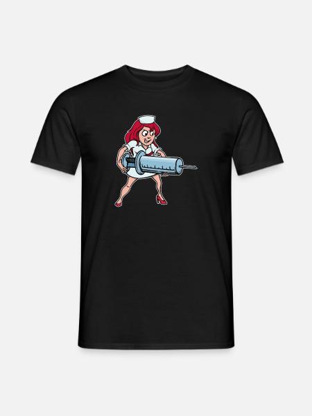 Syringe Vaccination Nurse Lustig Medicine - Men's T-Shirt - black