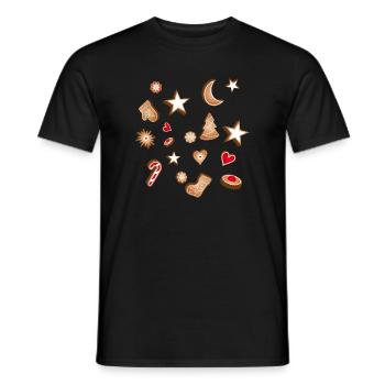 beaux biscuits de Noël décorés sucrés - T-shirt homme - noir - Devant - AI Model Male 178 light (178cm)