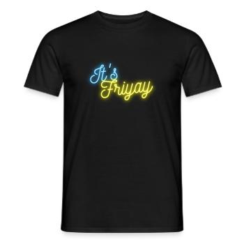It's Friyay néon police turquoise jaune - Weekendvibes - T-shirt homme - noir - Devant - AI Model Male 178 light (178cm)