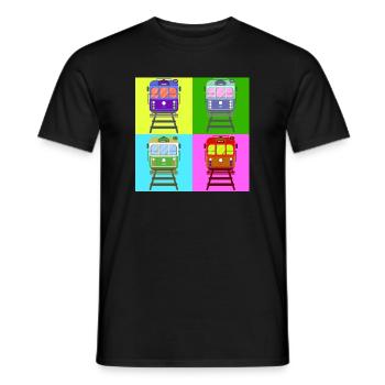 Tramway, pop art tram - T-shirt homme - noir - Devant - AI Model Male 178 light (178cm)
