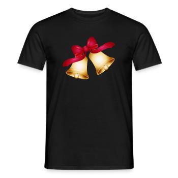 two golden bells with a large red bow - Men's T-Shirt - black - Front - AI Model Male 178 light (178cm)