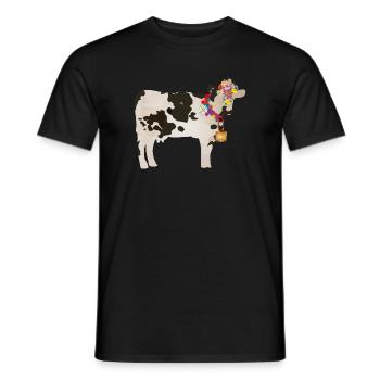 decorated cow with cowbell and floral decorations - Men's T-Shirt - black - Front - AI Model Male 178 light (178cm)