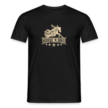 HORSE N BIKE Beige - Männer T-Shirt - Schwarz - Vorne - AI Model Male 178 light (178cm)