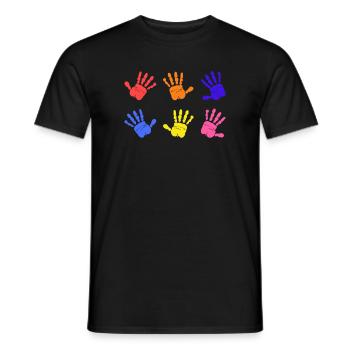 Empreintes de mains sur l’autisme - T-shirt homme - noir - Devant - AI Model Male 178 light (178cm)