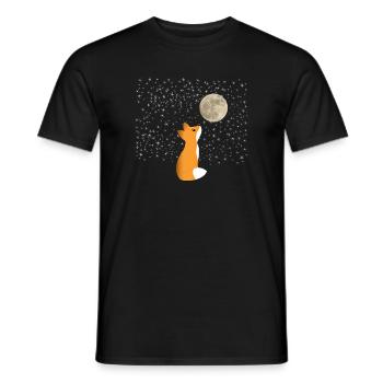 Fuchs Mond Winter Natur Nacht Süß Niedlich Geschen - Männer T-Shirt - Schwarz - Vorne - AI Model Male 178 light (178cm)
