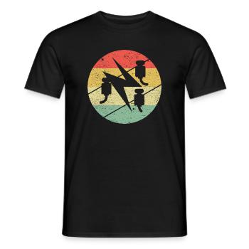 Electrician guild symbol on vintage retro colors - Men's T-Shirt - black - Front - AI Model Male 178 light (178cm)