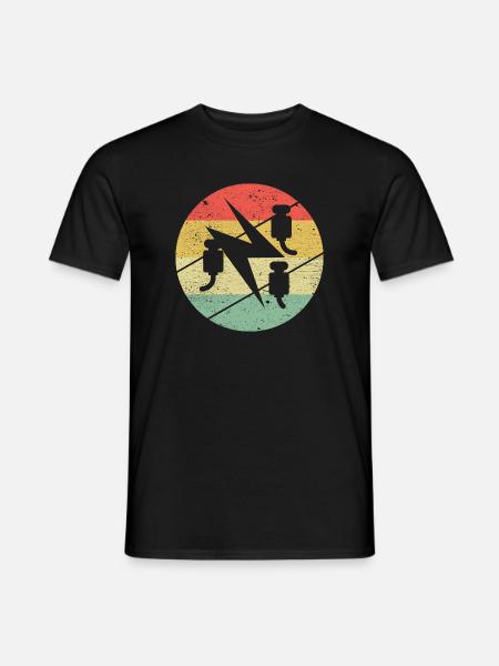 Simbolo di gilda elettricista su colori retrò vintage - T-shirt uomo - nero