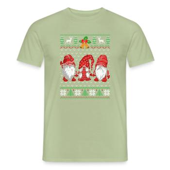 Festive dwarf dog Christmas design - Men's T-Shirt - sage - Front - AI Model Male 178 light (178cm)