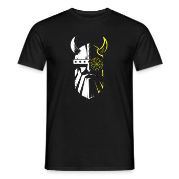 Viking Warrior and Sun Emblem - Men's T-Shirt - black - Front - AI Model Male 178 light (178cm)