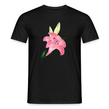 rosafarbene Lilien Blüte mit zwei Knospen - Männer T-Shirt - Schwarz - Vorne - AI Model Male 178 light (178cm)