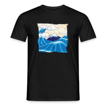 Japanese Big Wave Japan - Men's T-Shirt - black - Front - AI Model Male 178 light (178cm)