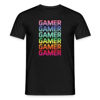 Gamer Regenbogen Mehrfach - Männer T-Shirt - Schwarz - Vorne - AI Model Male 178 light (178cm)