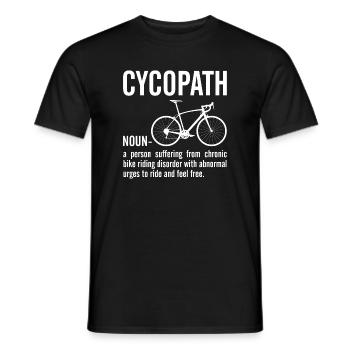 Cyclopath Bicycle Bold Quote Tee - Men's T-Shirt - black - Front - AI Model Male 178 light (178cm)