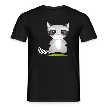 cute raccoon in comic style to love - Men's T-Shirt - black - Front - AI Model Male 178 light (178cm)
