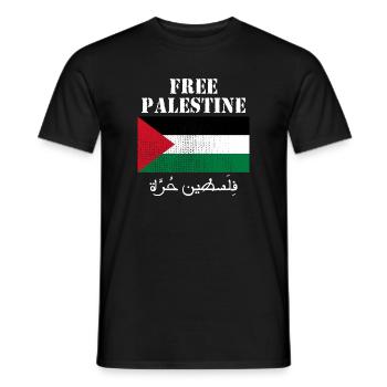 Drapeau de Palestine libre - T-shirt homme - noir - Devant - AI Model Male 178 light (178cm)