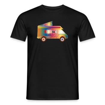 bunter Camper mit Zeltdach für das Van Life - Männer T-Shirt - Schwarz - Vorne - AI Model Male 178 light (178cm)
