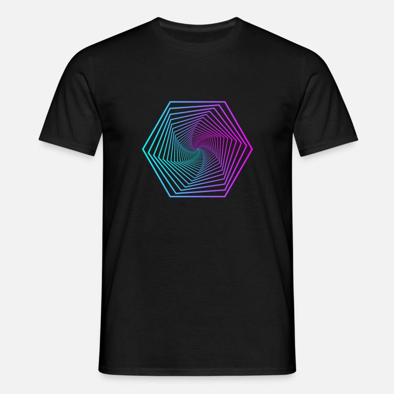 Neon-Polygonspirale Gradient - Männer T-Shirt - Schwarz