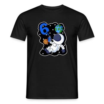 6e anniversaire astronaute cadeau garçon 6 ans - T-shirt homme - noir - Devant - AI Model Male 178 light (178cm)