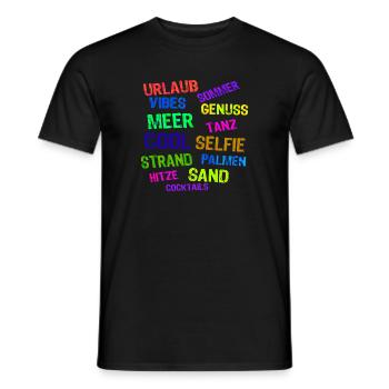 Urlaub Ferien Strand Auszeit Entspannen Palmen - Männer T-Shirt - Schwarz - Vorne - AI Model Male 178 light (178cm)