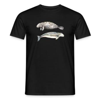 Sea cows: manatee and dugong - Men's T-Shirt - black - Front - AI Model Male 178 light (178cm)