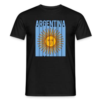 flag of Argentina t-shirt design sol de mayo - Men's T-Shirt - black - Front - AI Model Male 178 light (178cm)