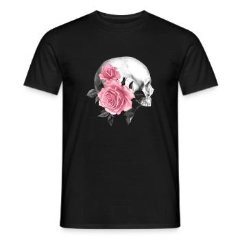 Rose Skull Gothic Design - Men's T-Shirt - black - Front - AI Model Male 178 light (178cm)