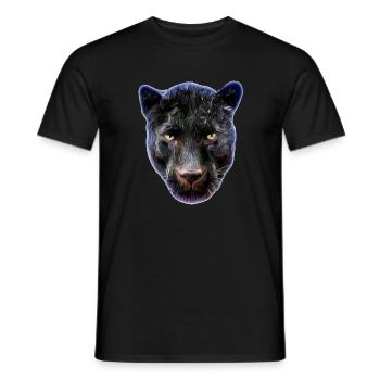 Aurora Panther Portrait Tee - Men's T-Shirt - black - Front - AI Model Male 178 light (178cm)