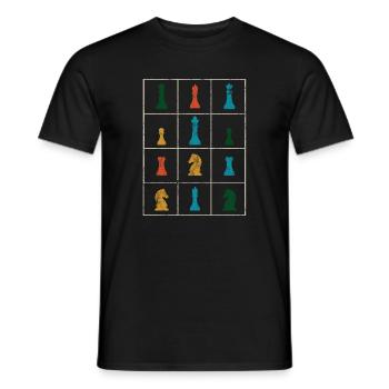Pièces d’échiquier d’échiquier - T-shirt homme - noir - Devant - AI Model Male 178 light (178cm)
