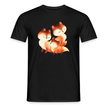 Red Fox Family Watercolor Painting - Men's T-Shirt - black - Front - AI Model Male 178 light (178cm)
