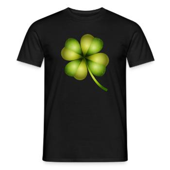 four-leaf clover in bright green tones - Men's T-Shirt - black - Front - AI Model Male 178 light (178cm)