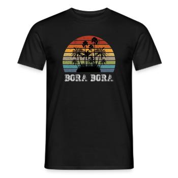 Bora Bora design vintage avec palmiers / cadeau - T-shirt homme - noir - Devant - AI Model Male 178 light (178cm)