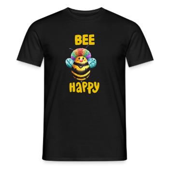 Bee Happy Rainbow Bee Design - Men's T-Shirt - black - Front - AI Model Male 178 light (178cm)