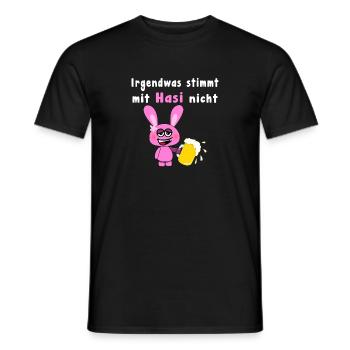 Something Is Wrong With Hasi Pink Drunken Rabbit - Men's T-Shirt - black - Front - AI Model Male 178 light (178cm)