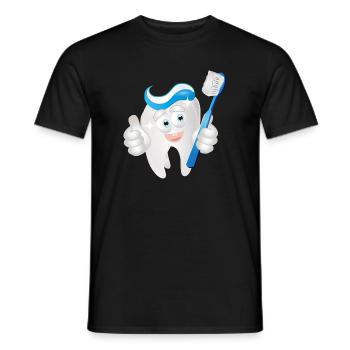 Dent blanche rayonnante avec du dentifrice en bande dessinée - T-shirt homme - noir - Devant - AI Model Male 178 light (178cm)