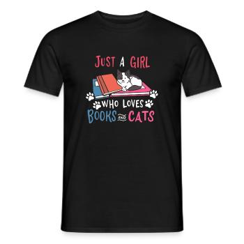 Book Cat Books and Cats - Men's T-Shirt - black - Front - AI Model Male 178 light (178cm)