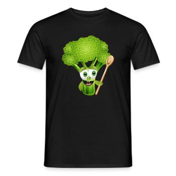 BD drôle brocolis avec cuillère à soupe - T-shirt homme - noir - Devant - AI Model Male 178 light (178cm)