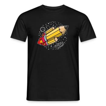 Schule Schulbeginn Bleistift Rakete Schulstart - Männer T-Shirt - Schwarz - Vorne - AI Model Male 178 light (178cm)