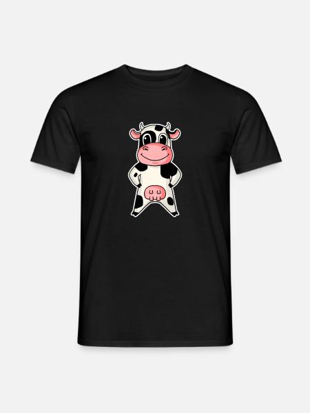 Cow Farmer Farming Illustration - Men's T-Shirt - black