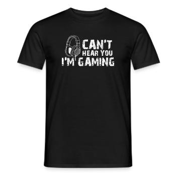 Je ne t’entends pas, je joue - T-shirt homme - noir - Devant - AI Model Male 178 light (178cm)