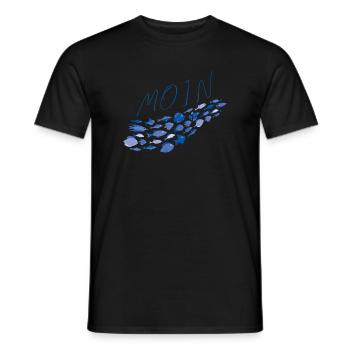 Moin mit Fischschwarm - Männer T-Shirt - Schwarz - Vorne - AI Model Male 178 light (178cm)