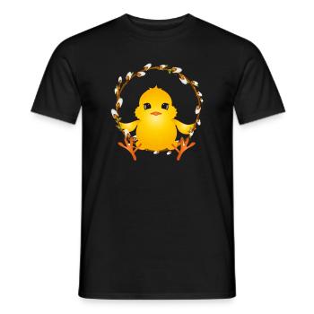mignon poussin moelleux dans la petite couronne de saule - T-shirt homme - noir - Devant - AI Model Male 178 light (178cm)