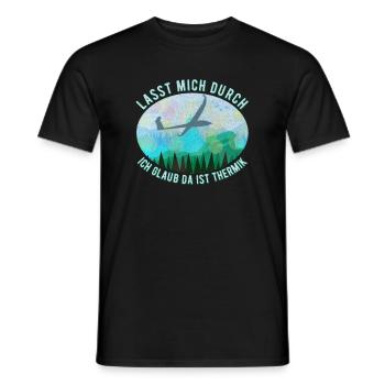 Modell Segelflugzeug Landschaft Retro Blau - Männer T-Shirt - Schwarz - Vorne - AI Model Male 178 light (178cm)