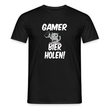 Go Get A Beer In German Gaming Gamer - Men's T-Shirt - black - Front - AI Model Male 178 light (178cm)