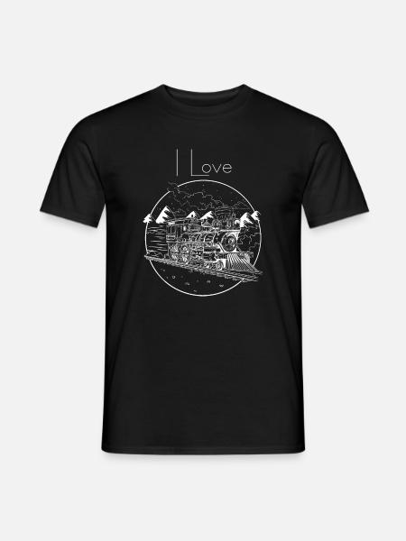 Steam train in winter magic - Men's T-Shirt - black