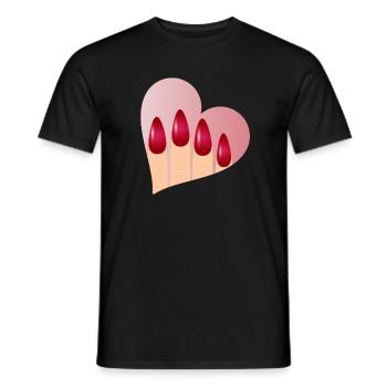 Manucure avec amour - coeur avec ongles rouges - T-shirt homme - noir - Devant - AI Model Male 178 light (178cm)