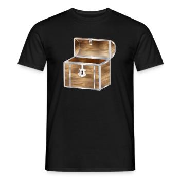 empty treasure chest made of wood with metal fittings - Men's T-Shirt - black - Front - AI Model Male 178 light (178cm)