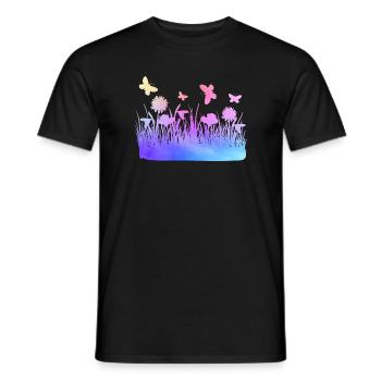 Prairie fleurs fleurs de jardin de couleurs d’eau - T-shirt homme - noir - Devant - AI Model Male 178 light (178cm)
