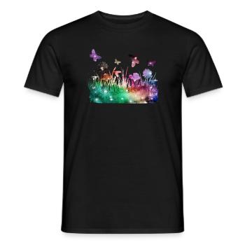 Flower Meadow Galaxy Garden Butterflies - Men's T-Shirt - black - Front - AI Model Male 178 light (178cm)
