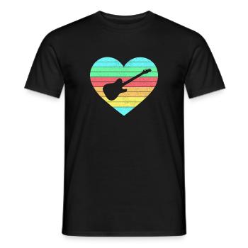 Guitars heart design with rainbow / gift - Men's T-Shirt - black - Front - AI Model Male 178 light (178cm)