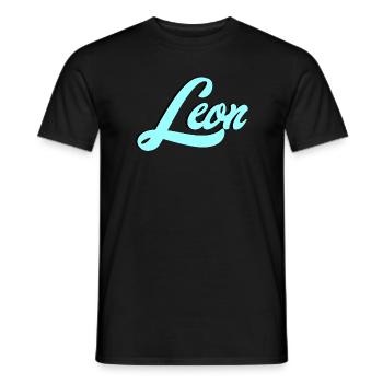 Leon Name Luminous Leo Motif for Animal Lovers - Men's T-Shirt - black - Front - AI Model Male 178 light (178cm)